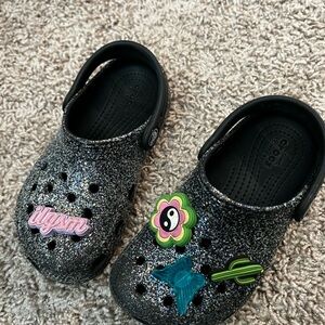 Black Glitter Crocs